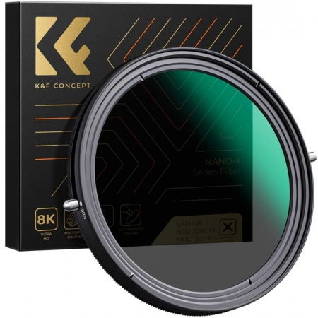 K&F Concept 62mm ND2-ND32 Variable ND Filter + CPL Filter 2 u 1 VND KF01.1323V1